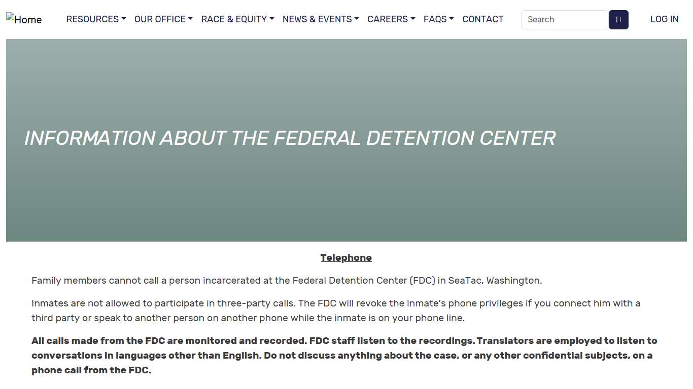 INFORMATION ABOUT THE FEDERAL DETENTION CENTER | waw.fd.org